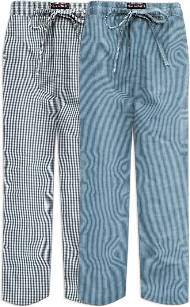 Andrew Scott Men's 2 Pack Super Soft Woven Pajama & Sleep Long Lounge PJ Pants | Amazon (US)