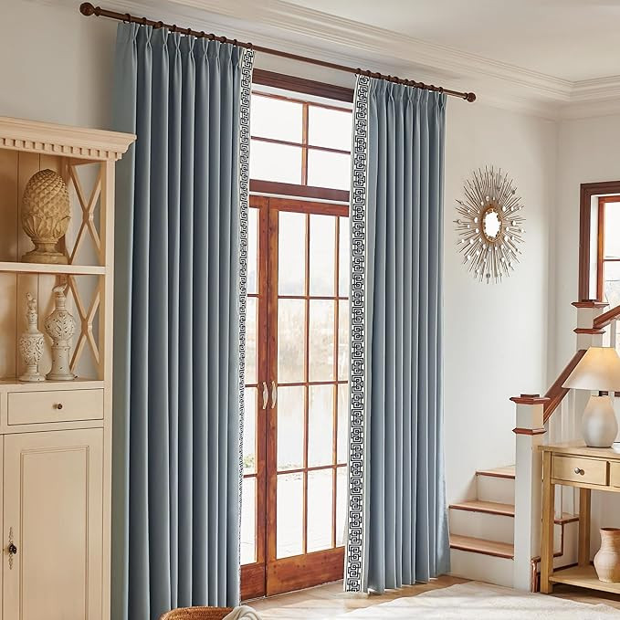 Grey Pinch Pleat Linen Room Darkening Curtain Elegant Embroidery Luxury Window Curtain,for Bedroo... | Amazon (US)