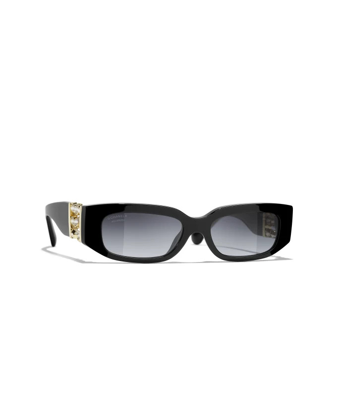 CHANEL Sunglasses: Oval Sunglasses, acetate & glass pearls — Fashion | CHANEL | Chanel, Inc. (US)