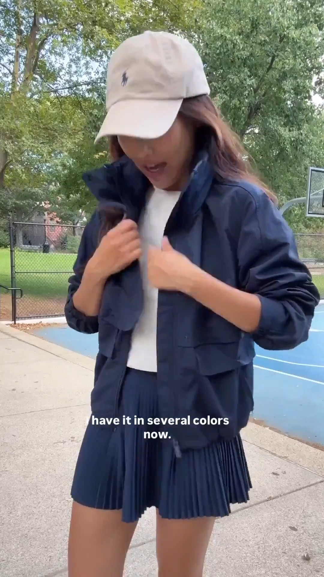 Size info below: favorite atheisure jacket sz 2 + pleated skort sz 2 (runs small)

Some useful features:
- water resistant
- hood folds into the collar
- lots of pockets with secure zipper 
- bottom can be cinched for a different look
- Lululemon pleated skort size 2. I always size up in this brand. Machine wash cold and air dry, the pleats stay perfectly intact
- Cropped tee in xxs
- Adidas handball spezial sneakers 5 but runs big 

active jacket, rain jacket, travel style, airport outfits, tennis, school pickup, busy mom looks

#LTKPetite #LTKTravel #LTKActive