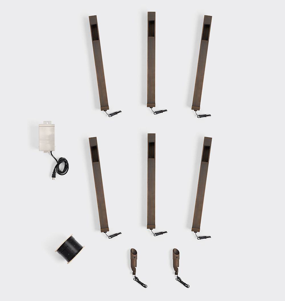 Granville LED Bollard, Bronze - Set of 6 with 2 Uplights | Rejuvenation
