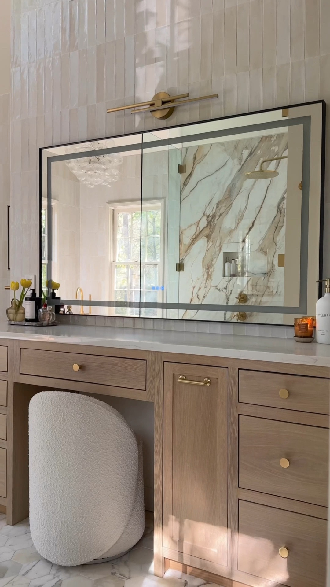 makeup vanity, bathroom remodel, bathroom materials, primary bathroom 

#LTKWatchNow #LTKFamily #LTKHome