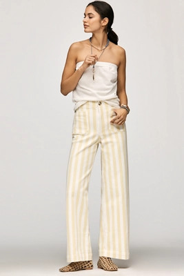 The Colette Striped Full-Length Wide-Leg Pants by Maeve | Anthropologie (US)