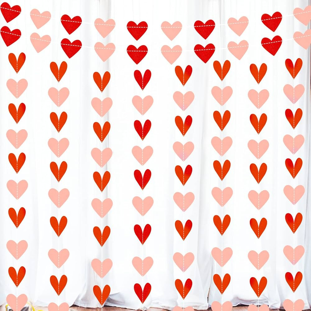 Valentines Day Decor 10Pack Heart Garland Banners Valentines Party Decorations Supplies Wedding B... | Amazon (US)