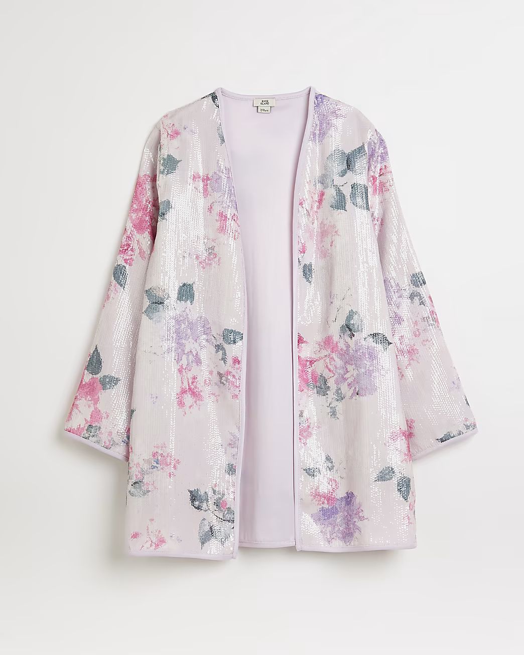 River Island Girls Pink floral sequin kimono jacket | River Island (UK & IE)
