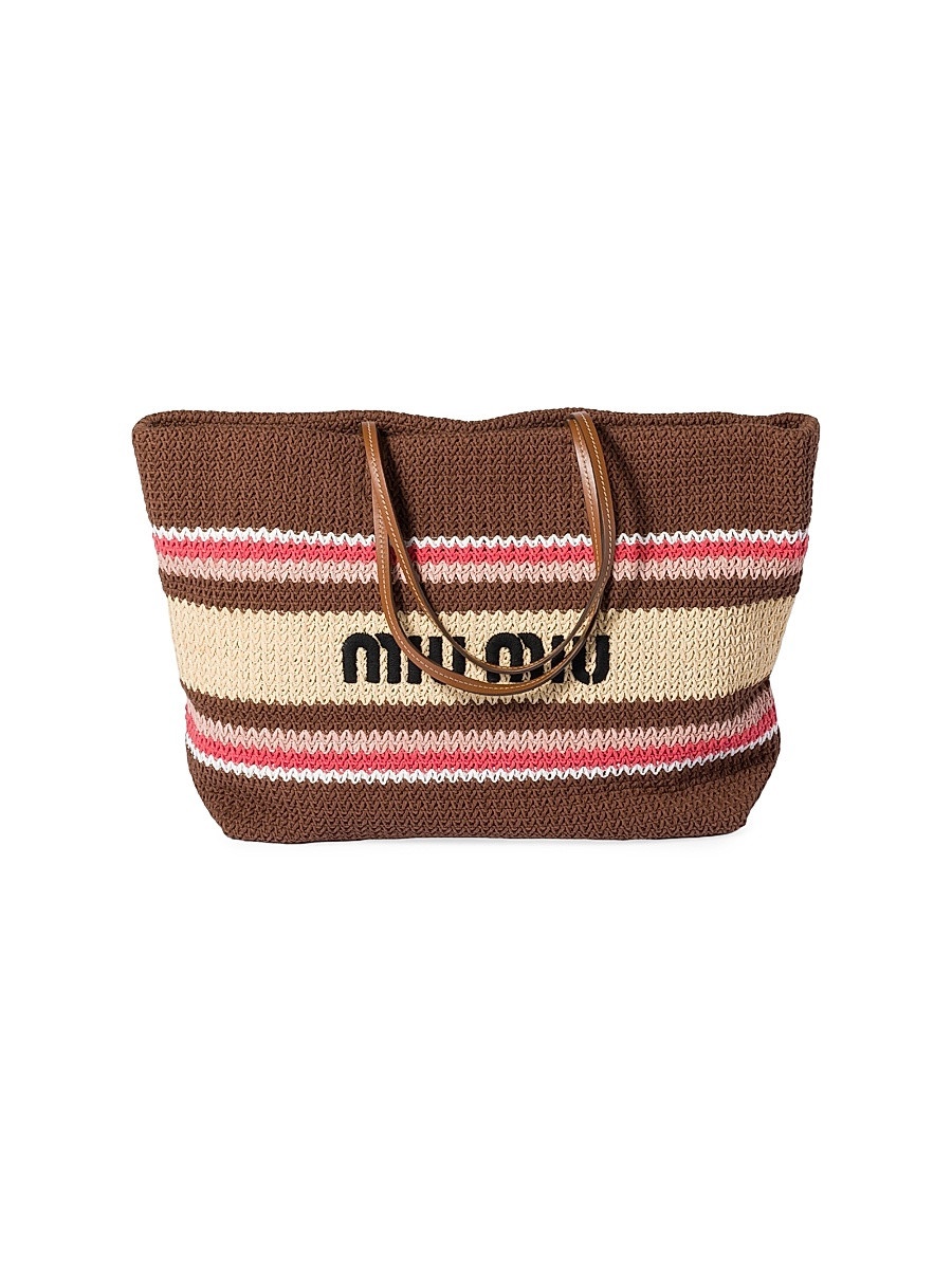 Women's Raffia-Effect Woven Shoulder Bag - Brown Pink | Saks Fifth Avenue