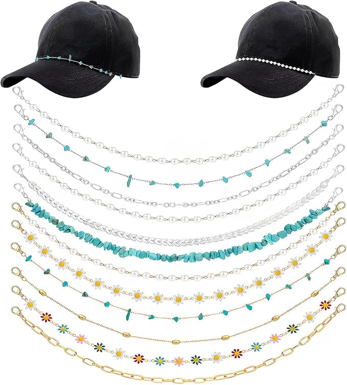 NEWITIN 12 Pieces Trucker Hat Chains Bulk Trucket Hat Charms Metal Detachable Chains Mesh Basebal... | Amazon (US)