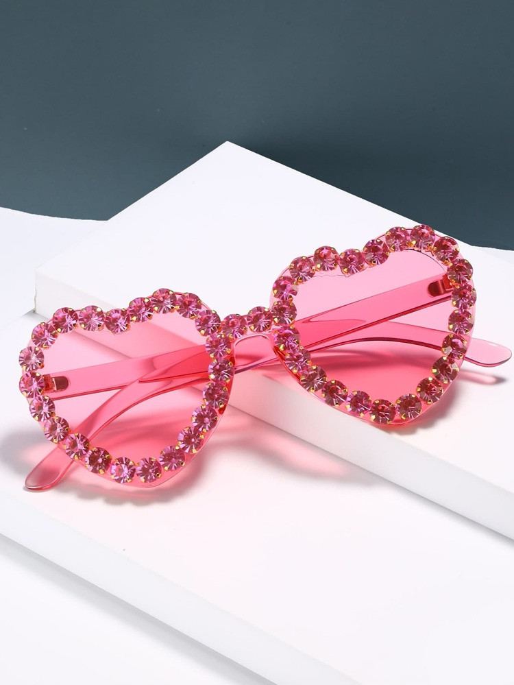 Rhinestone Decor Heart Frame Fashion Glasses | SHEIN
