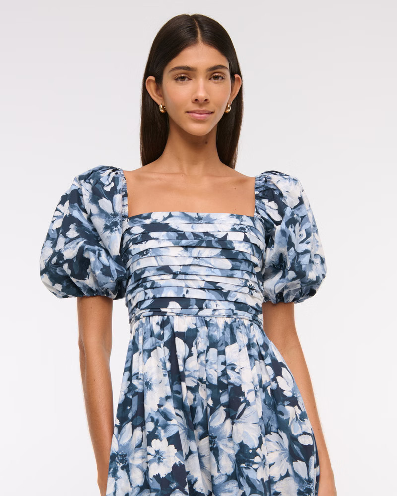 The A&F Emerson Poplin Puff Sleeve Midi Dress | Abercrombie & Fitch (US)
