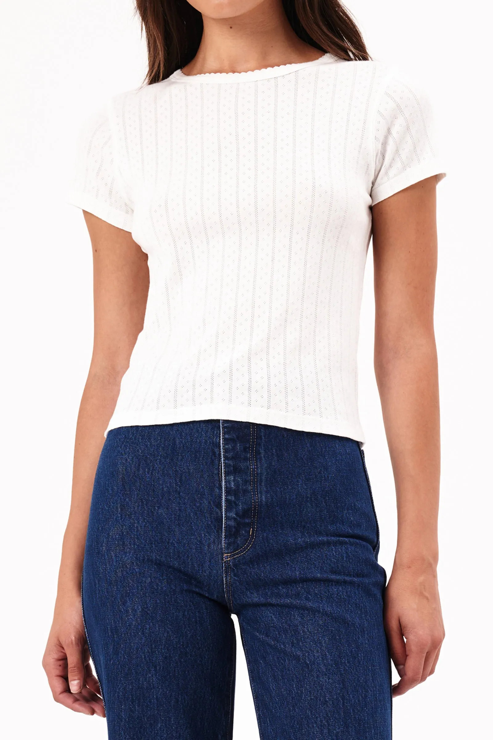 Buy Classic Pointelle Tee - Cream Online | Rollas Jeans | Rolla's Jeans US/CAN