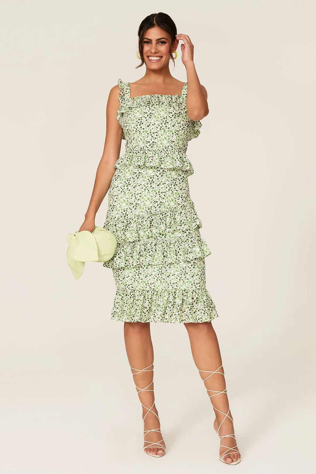 Liv Floral Ruffle Midi Dress | Rent the Runway