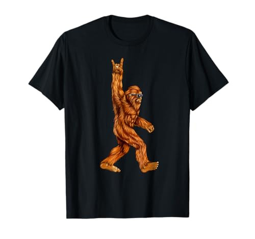 Rock On Bigfoot Sasquatch Loves Rock And Roll Sunglasses T-Shirt | Amazon (US)