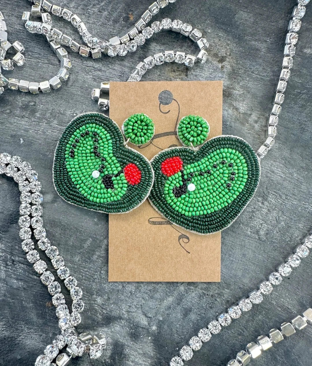GOLF Green Seed Bead Earrings, Golf Earrings - Etsy | Etsy (US)