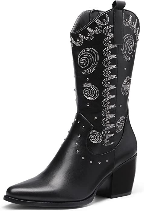 DREAM PAIRS Women's Western Cowboy boots Mid Calf Cowgirl boot Pull-on | Amazon (US)