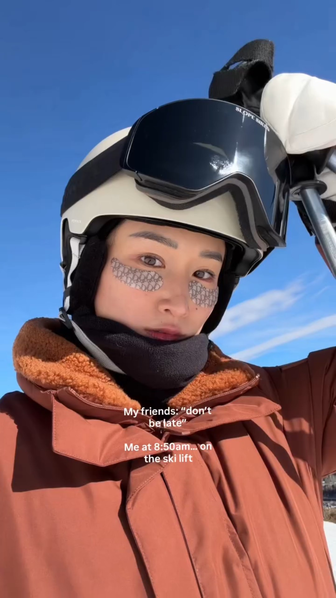 On the go beauty routine but on a ski lift! #wintermakeup