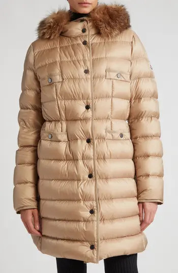 Hirmafur Quilted Down Coat with Removable Genuine Shearling Trim | Nordstrom