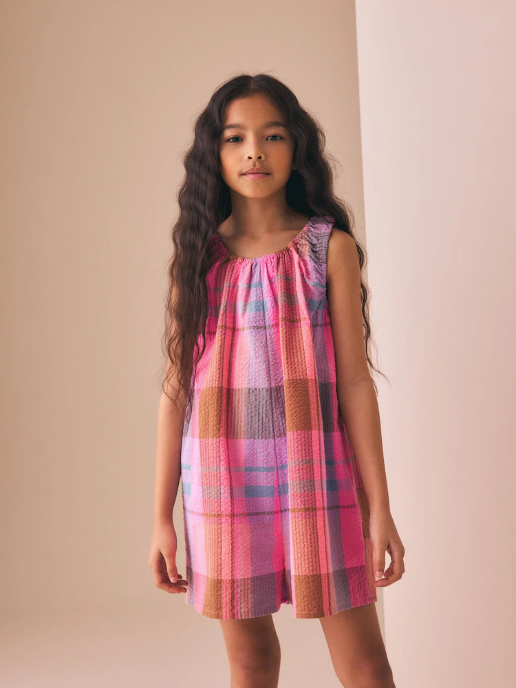 Pink/ Blue Multicolour Check Strappy Playsuit (3-16yrs) | Next US