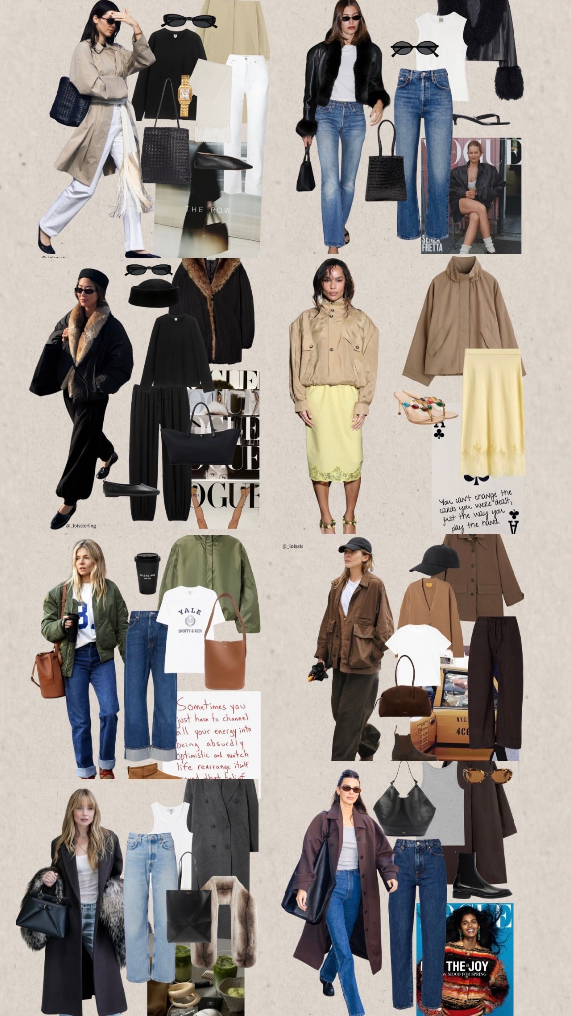 February outfits 🖤 8 outfit ideas for the shortest month of the year. Part 2 

📌 Spring pinning on Pinterest with a slice of end of Winter goodness. My head is heading into Spring, but my outfits are still Winter heavy. Here are some outfit ideas for those February days when the temperature reaches double digits, including looks that we can wear throughout the transitional period.

What I am getting ready in my wardrobe are trench coats, long sleeve cotton & tank tops, ballet flats, satin and lace skirts, leather braided bags + lighter denim options. 

I have a keen eye on accessories as we move through the month to make my outfits feel less full on wintery by adding a silk frayed scarf tied around a trench coat, like Kendall Jenner , faux fur trimmed leather like Hailey Bieber or funnel neck nylon jackets with my lace trimmed garments. 
#LTKwinter 

#LTKuk #LTKspring