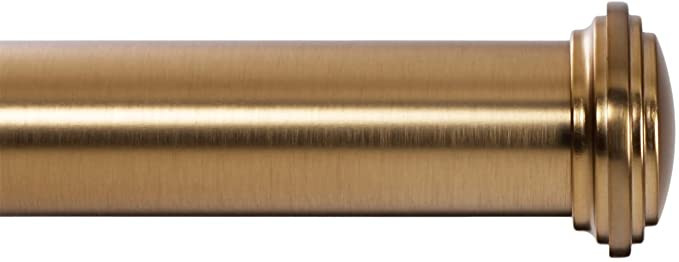 Ivilon Window Curtain Rod Decorative End Cap Design, 1 Inch Rod, 28 to 48 Inch. Warm Gold | Amazon (US)