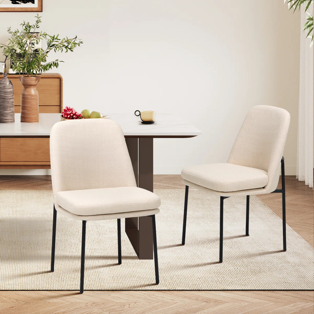 Fabric Upholstered Parsons Side Chair Dining Chair (Set of 2) | Wayfair North America