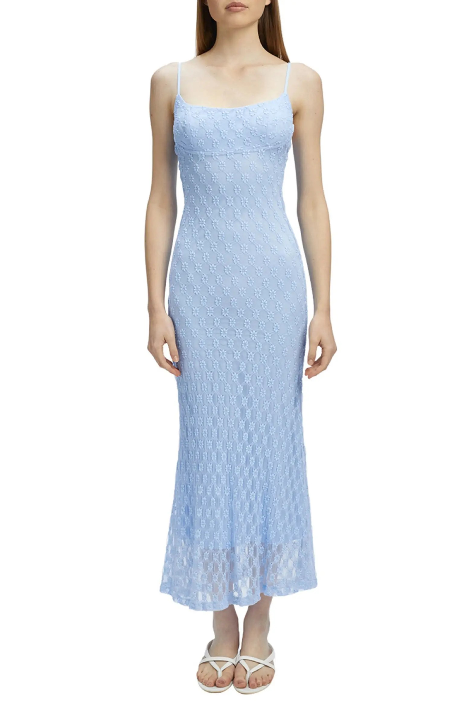 Adoni Floral Embroidered Mesh Slipdress | Nordstrom