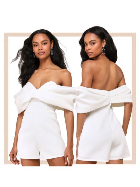 White bow off the shoulder wedding party romper

#LTKwedding #LTKfindsunder100 #LTKparties