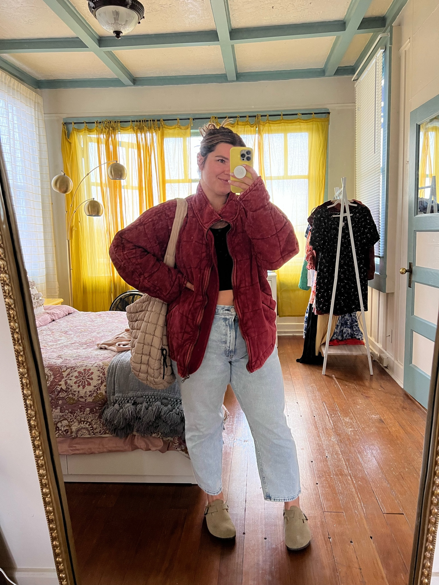 Midsize fall outfit inspo - free people dolman quilted jacket in size large - Abercrombie denim size 33 short - free people quilted bag - size 14 style - fall fashion - curvy fashion

#LTKcurves #LTKSeasonal