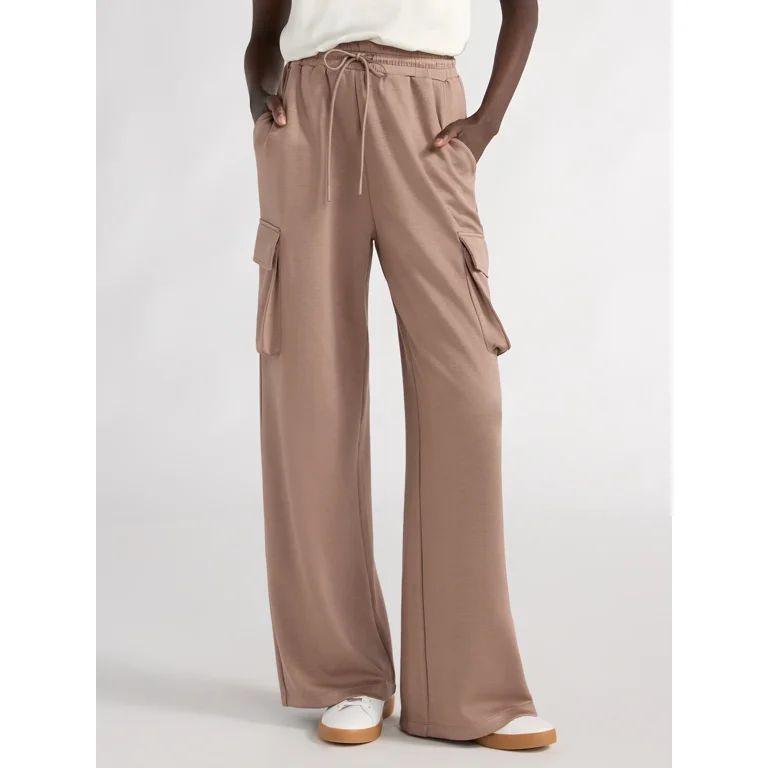 Scoop Women's Ultimate ScubaKnit Wide Leg Cargo Pants, Sizes XS-XXL - Walmart.com | Walmart (US)