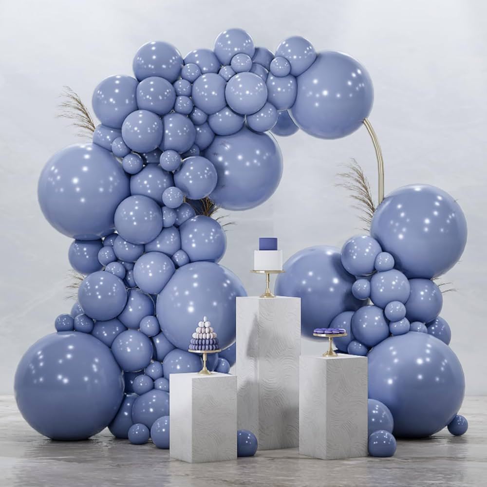 PartyWoo Dusty Blue Balloons, 100 pcs Purplish Boho Blue Balloons Different Sizes Pack of 18 Inch... | Amazon (US)