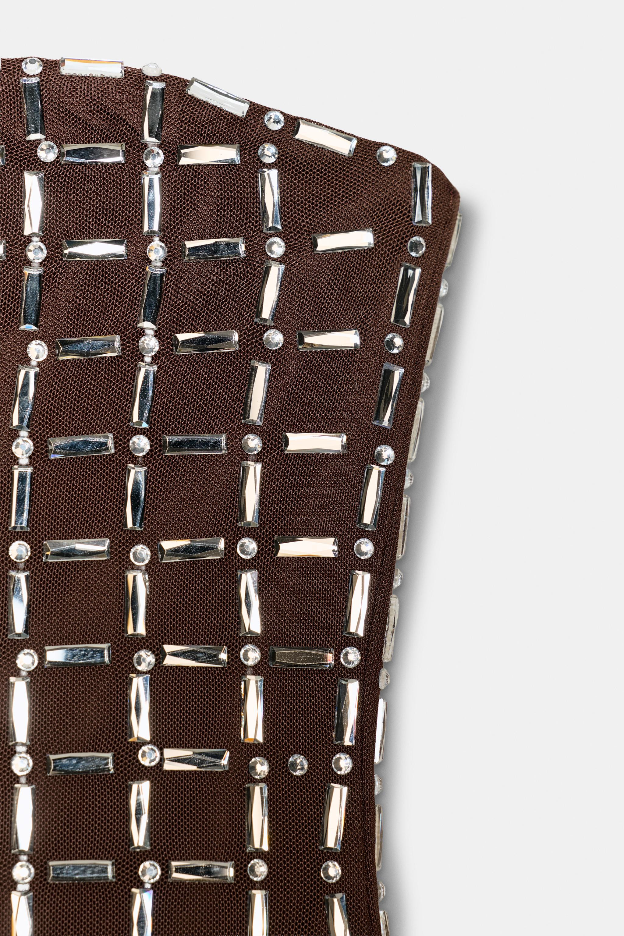 SHINY STRAPLESS MESH TOP | Zara US