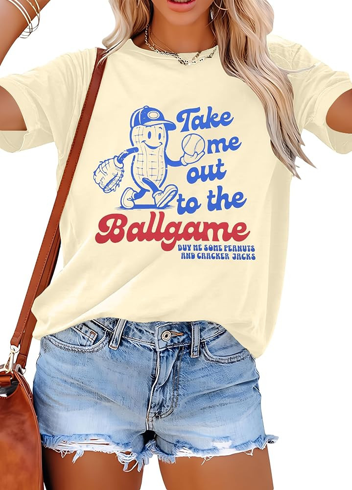 ALLTB Baseball Shirts Women Funny Baseball Mom Shirt Ballgame Graphic Tshirt Game Day Fan Tee Cas... | Amazon (US)