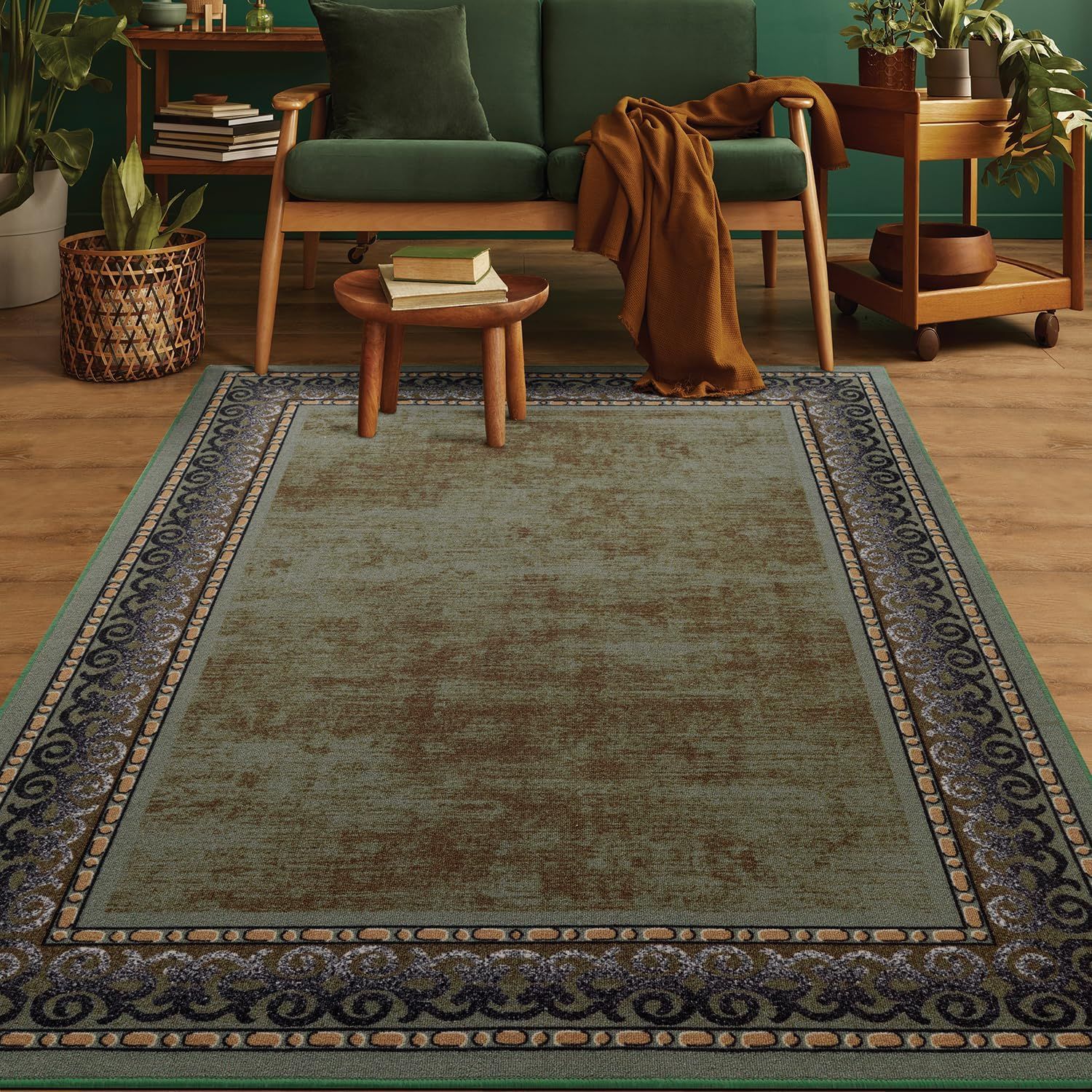 Antep Rugs Alfombras Bordered Modern 8x10 Non-Slip (Non-Skid) Low Pile Rubber Backing Indoor Area... | Amazon (US)