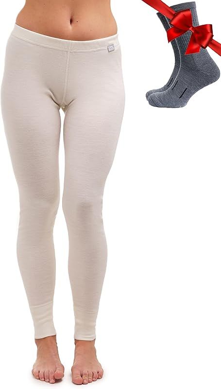 Merino Wool Base Layer Women Pants 100% Merino Wool Leggings Thermal Underwear Bottoms Light, Mid... | Amazon (US)