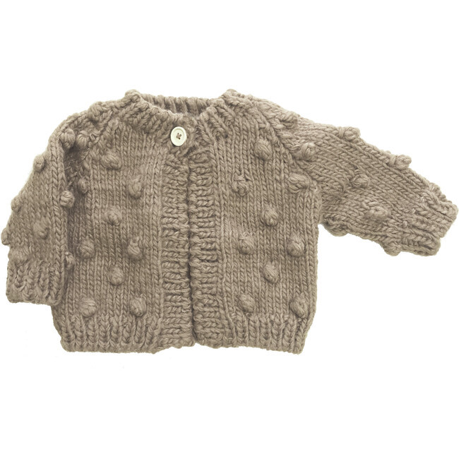 All-Over Popcorn-Knit Cardigan, Flax | Maisonette