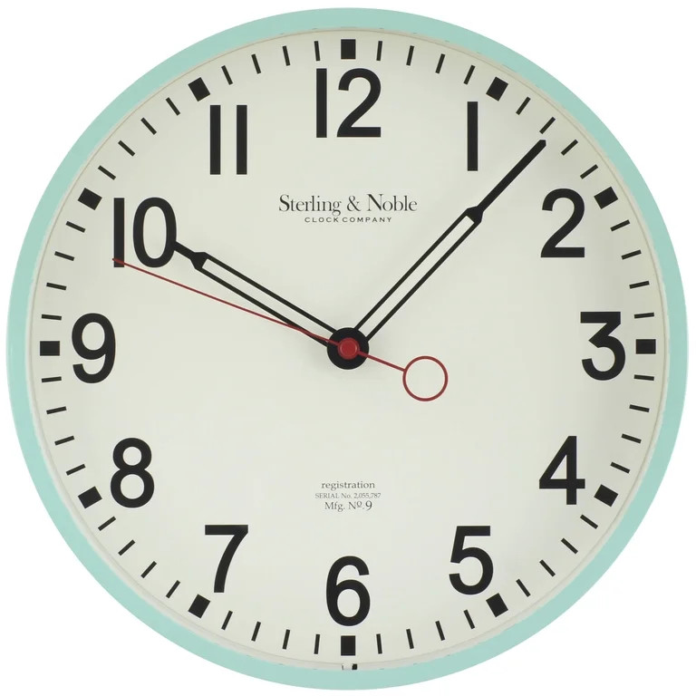Mainstays Indoor 11.5" Mint Arabic Retro Schoolhouse Wall Clock - Walmart.com | Walmart (US)