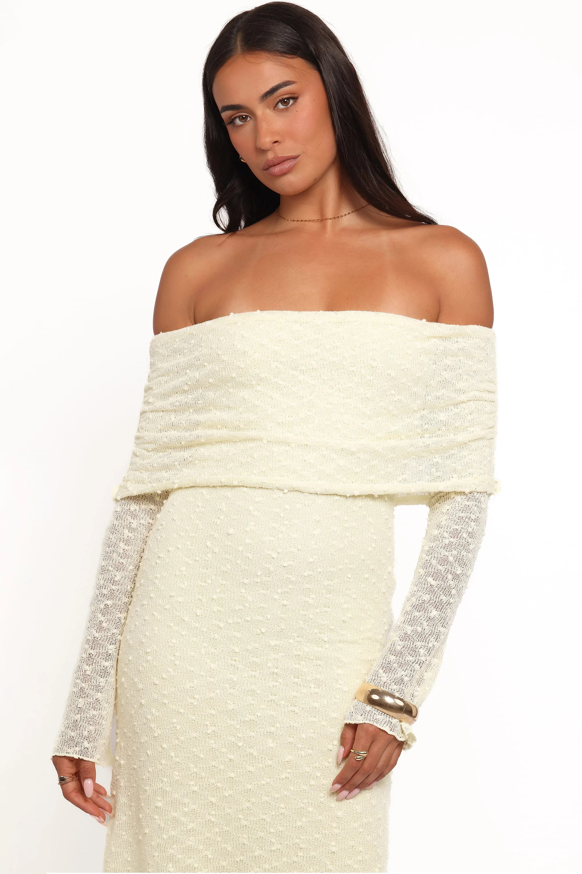 Wilma Off Shoulder Dress - Butter Yellow | Petal & Pup (US)