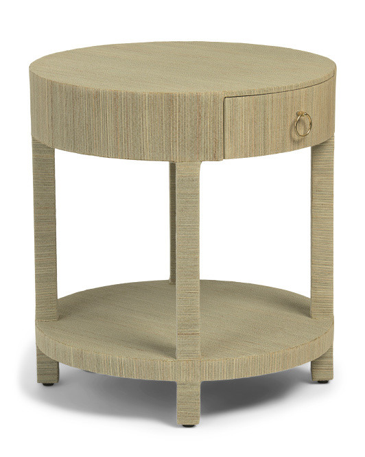 24in Sadia 1 Drawer Round Raffia Table | TJ Maxx