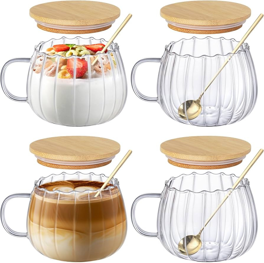 4er Cappuccino Tassen, 450ml Latte Macchiato Gl\u00e4ser Hitzebest\u00e4ndig Kaffeegl\u00e4ser mi... | Amazon (DE)