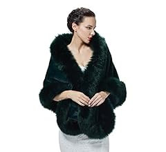 Women's Party Faux Fox Fur Long Shawl Cloak Cape Coat | Amazon (US)