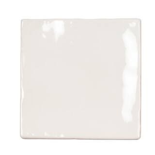 Silken 3.94 in. x 3.94 in. Glossy White Ceramic Square Wall and Floor Tile (6.456 sq. ft./case) (60-pack) | The Home Depot