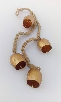 Iron Wrought Bell Chime Handmade Brass Finish Wall Hanging Rope 4 Bell | Amazon (US)