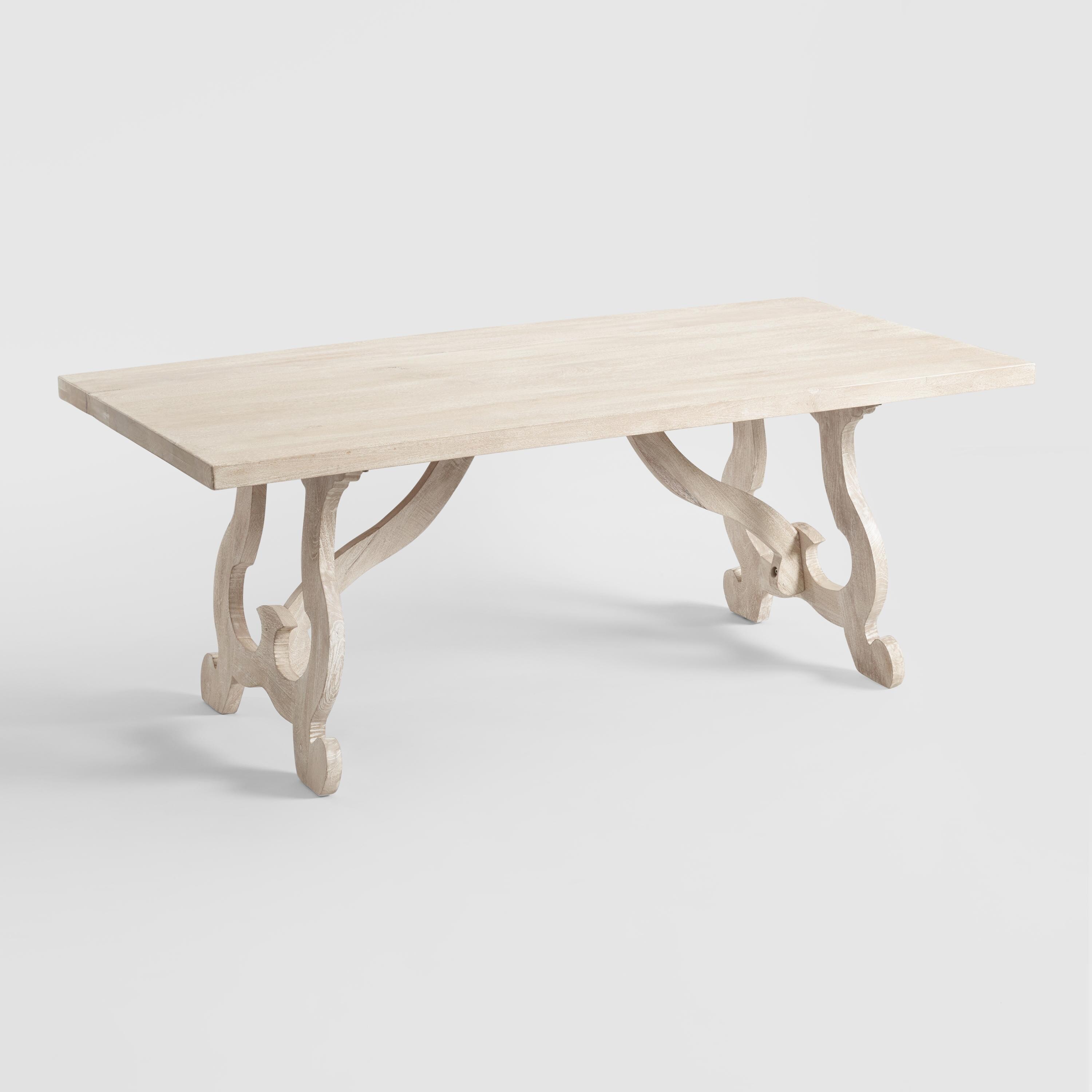 Whitewashed Wood Harp Leg Louisa Dining Table | World Market