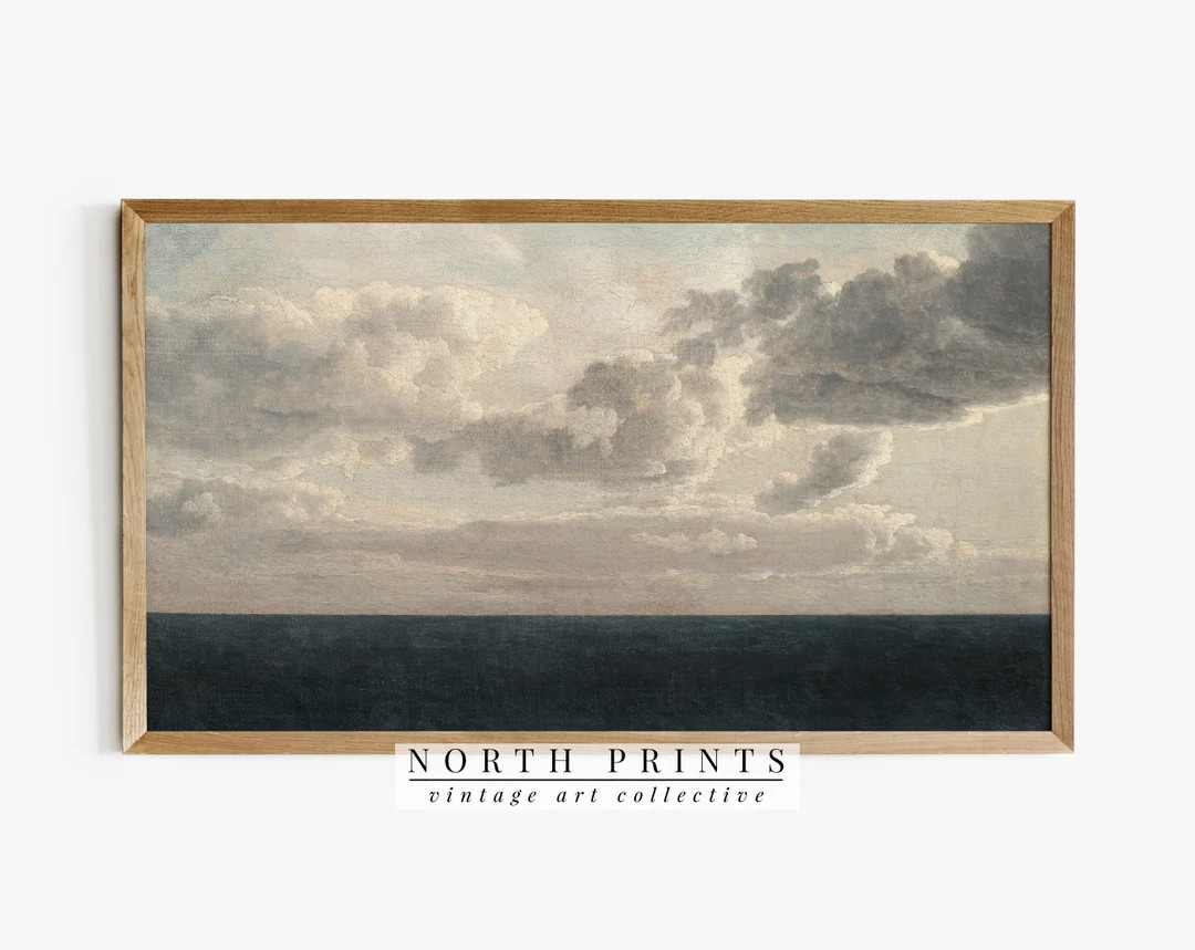 Samsung Frame TV Art | Vintage Ocean Seascape DIGITAL Painting | Coastal Navy Blue Art #TV43 | Etsy (US)