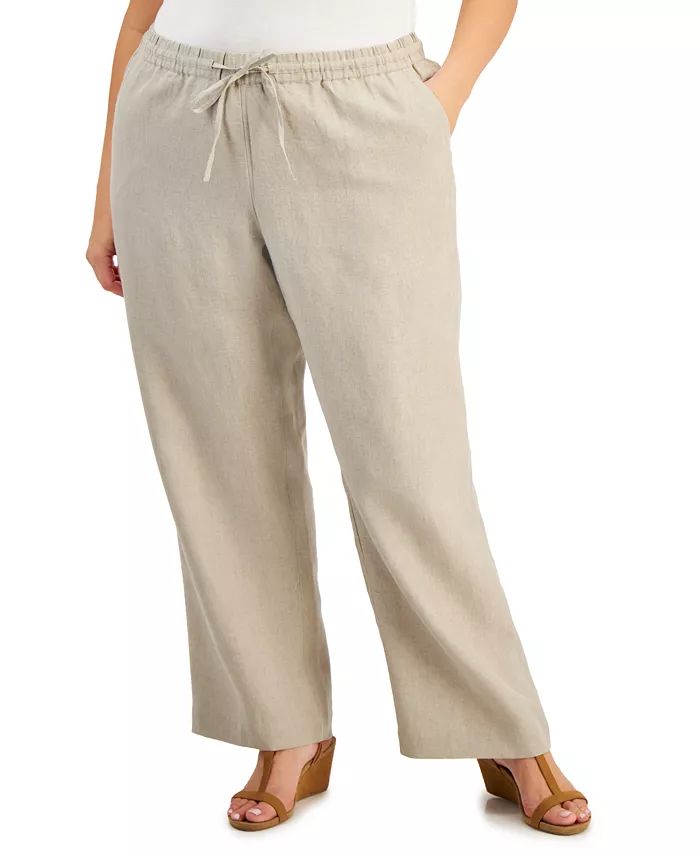 Charter Club Plus Size 100% Linen Pants, Created for Macy's - Macy's | Macy's
