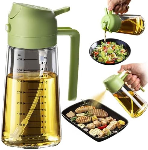 TrendPlain 16oz/470ml Glass Olive Oil Sprayer for Cooking – 2 in 1 Olive Oil Dispenser Bottle f... | Amazon (US)