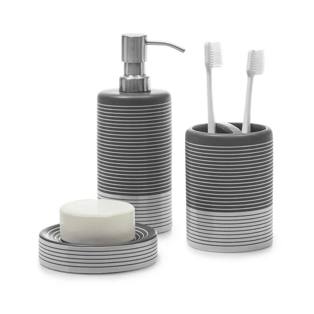 Gap Home Easy Stripe 3 Piece Ceramic Bath Accessory Set Gray | Walmart (US)