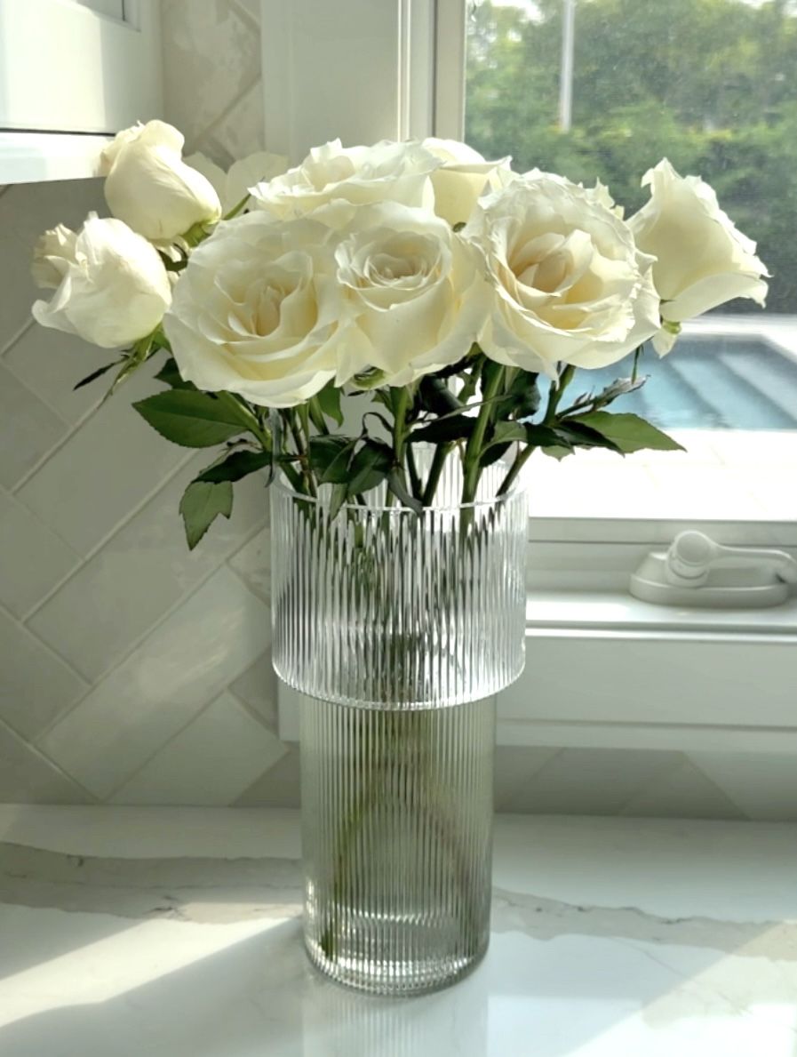 Fluted glass vase. Viral base. Modern organic home decor. Affordable home finds. Available in multiple sizes. | Amazon (US)