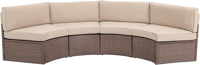 SUNSITT Outdoor Patio Furniture Wicker Curved Sofa | Amazon (US)