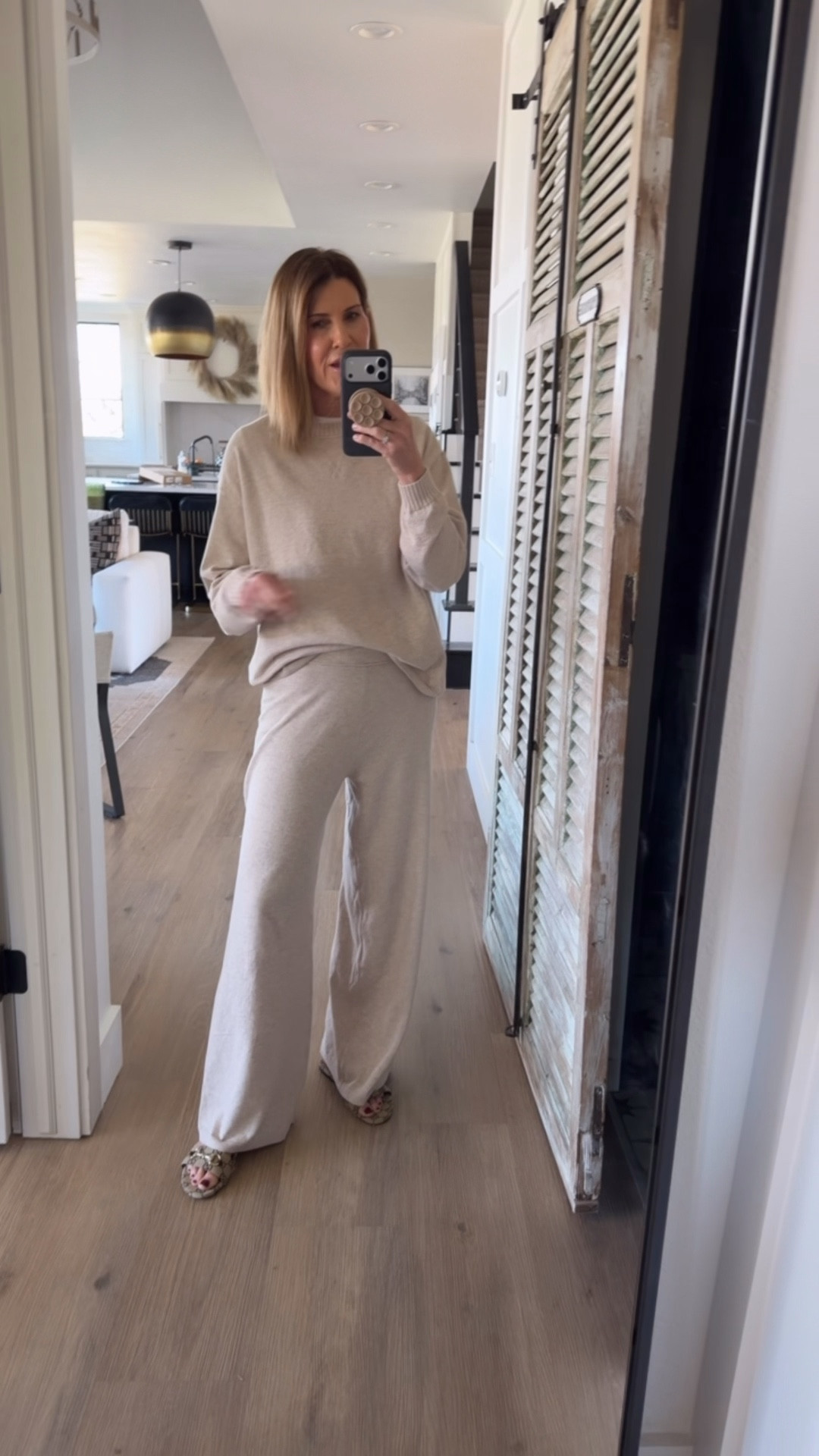 Wearing a small top and small in pant in heather fawn 

#LTKgrwm #LTKOver40