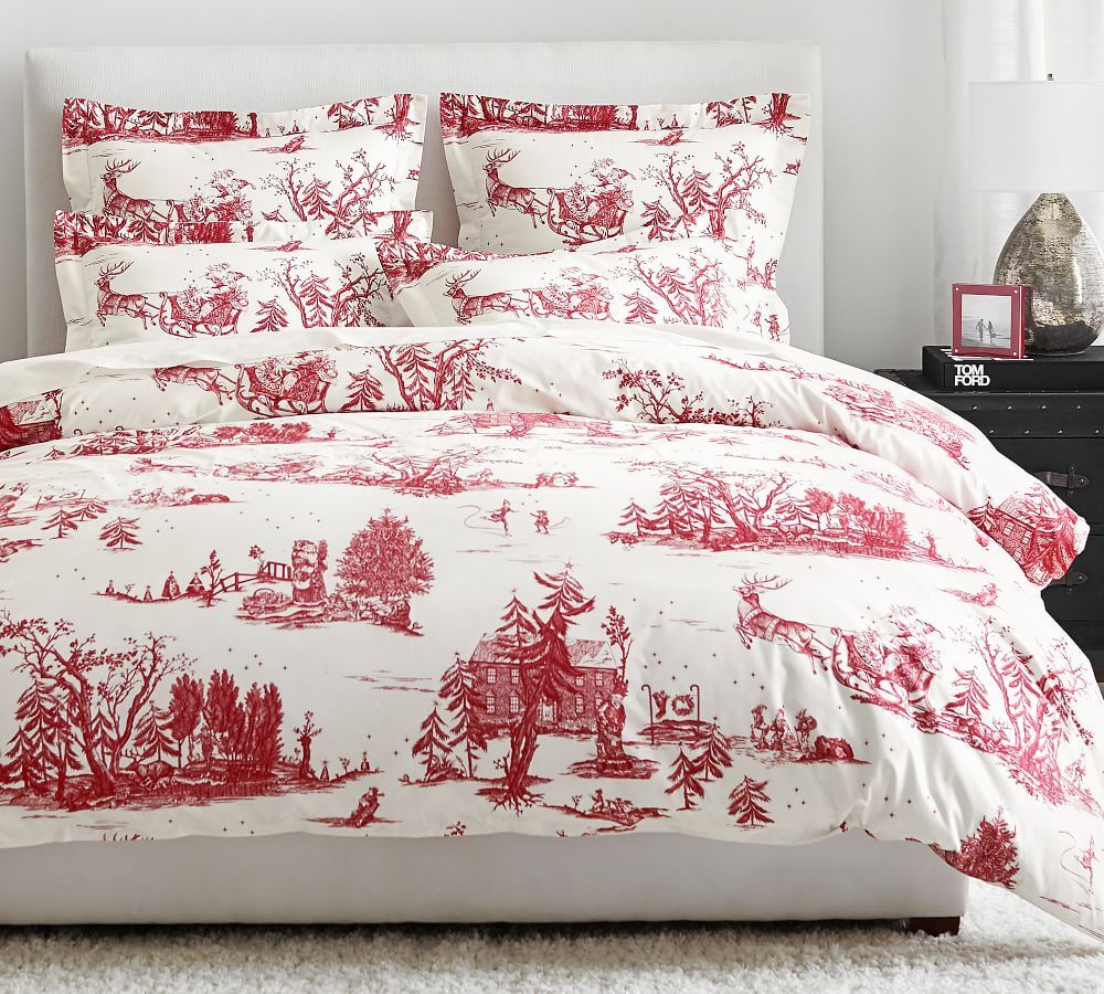 Santa Toile Organic Cotton Duvet Cover | Pottery Barn (US)